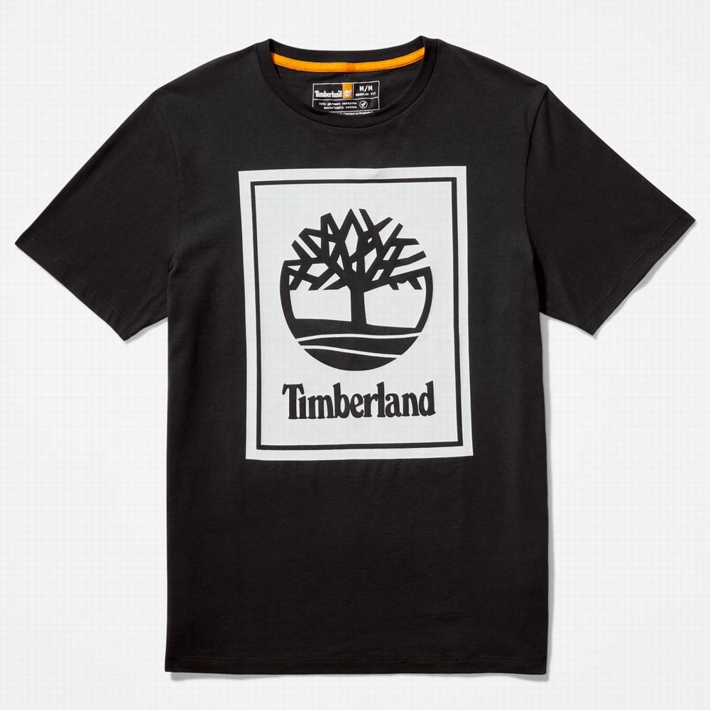 Timberland Logo Tişört Kadın Siyah Beyaz | TR-5017D