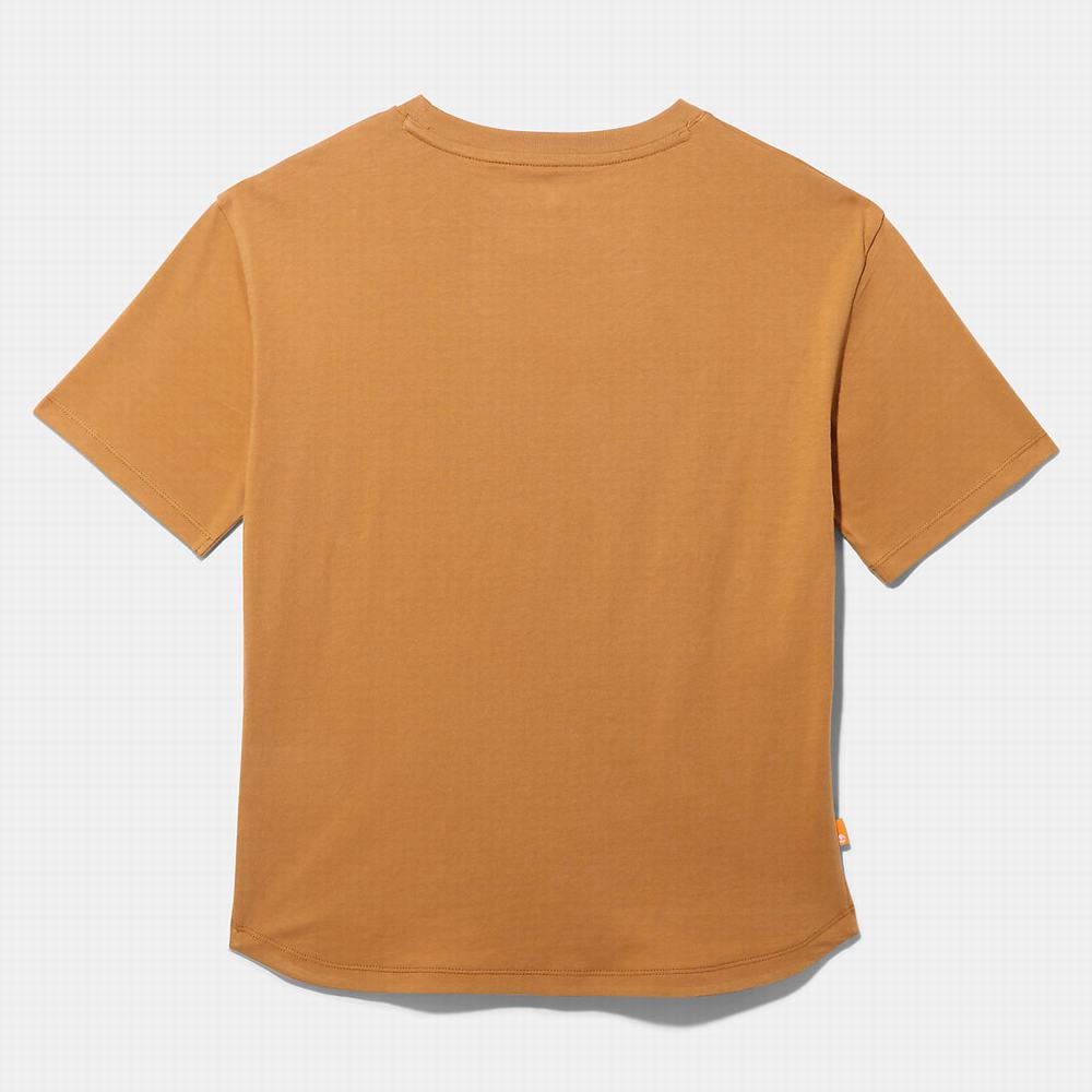 Timberland Logo-pocket Tişört Kadın Açık Kahverengi | TR-6234N