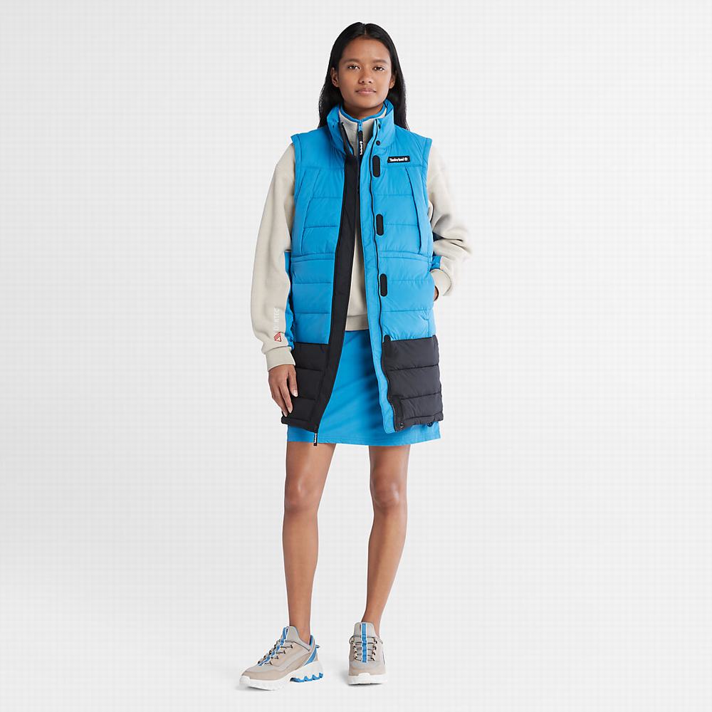Timberland Long Puffer Yelek Kadın Mavi Siyah | TR-0931C