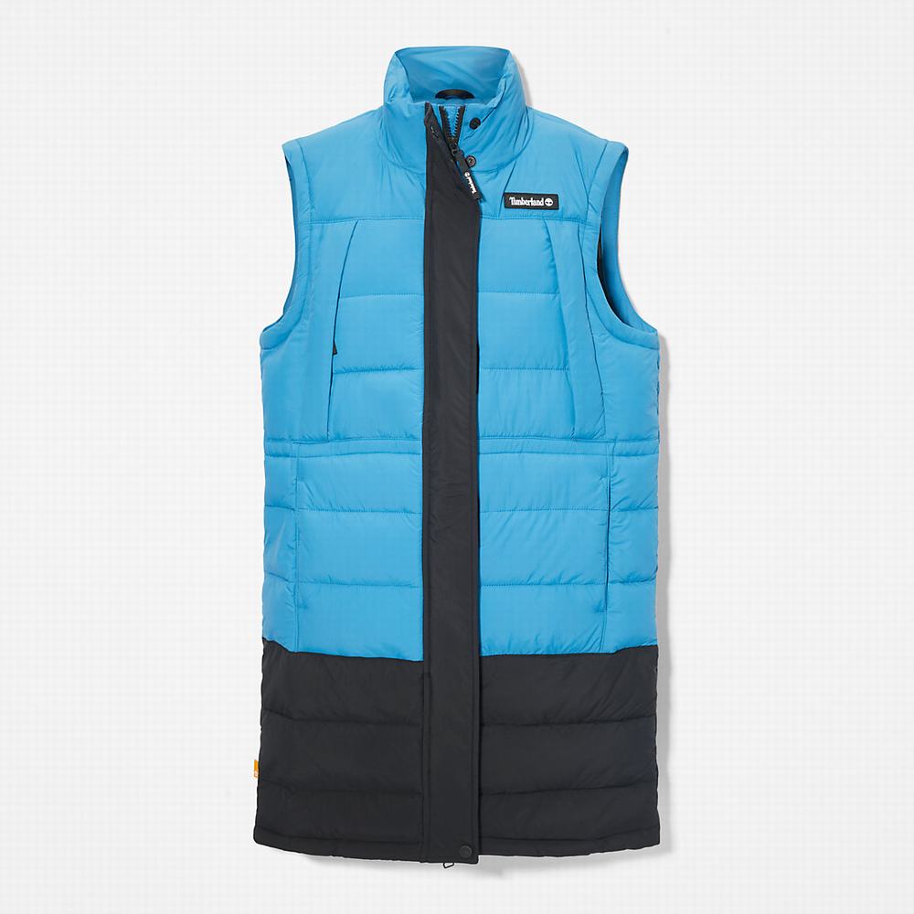 Timberland Long Puffer Yelek Kadın Mavi Siyah | TR-0931C