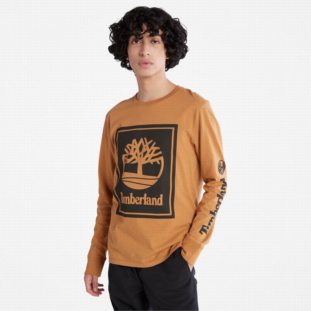 Timberland Long-Sleeve Logo Tişört Kadın Kahverengi Siyah | TR-1924R