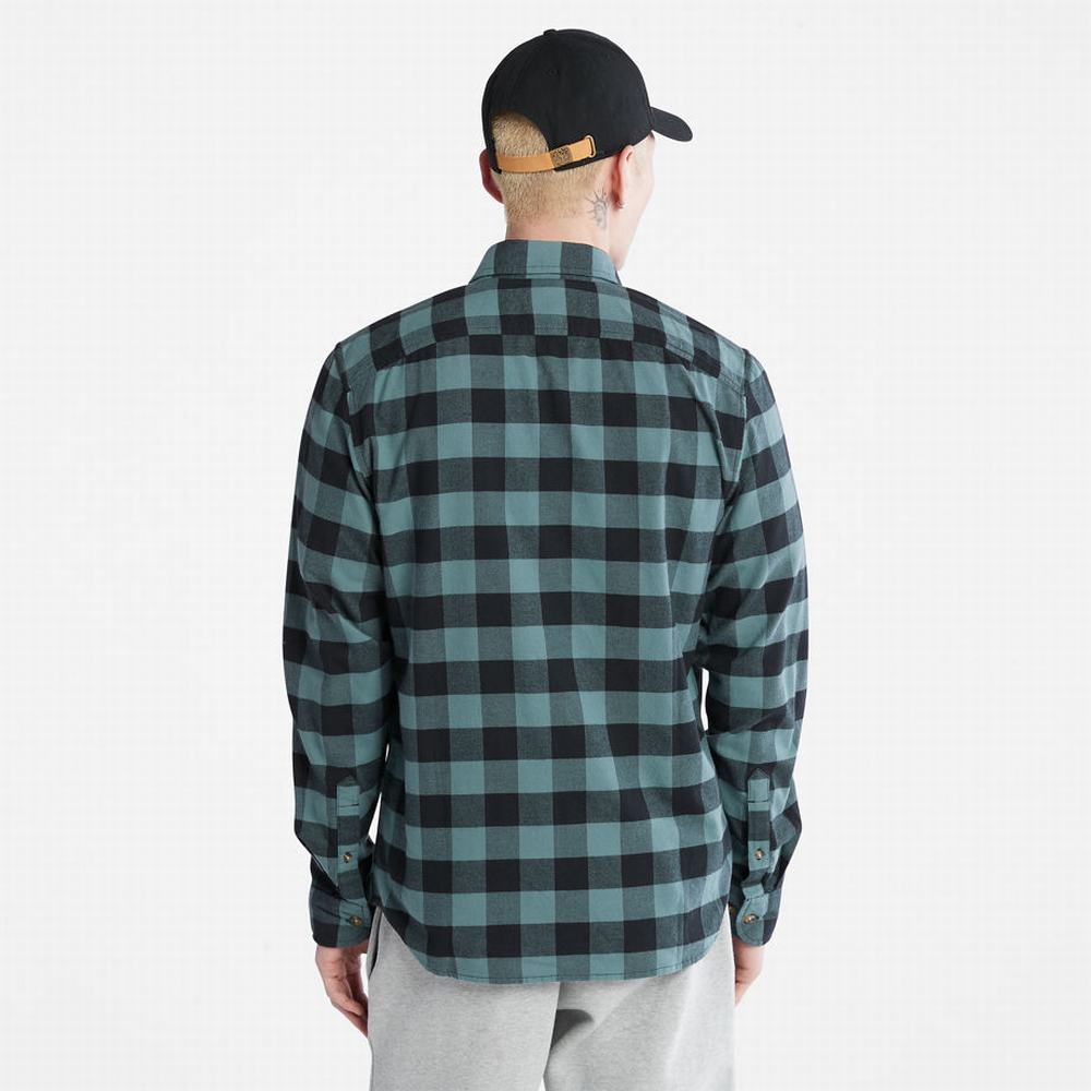 Timberland Mascoma River Slim-Fit Check Gömlek Erkek Yeşil | TR-9613E