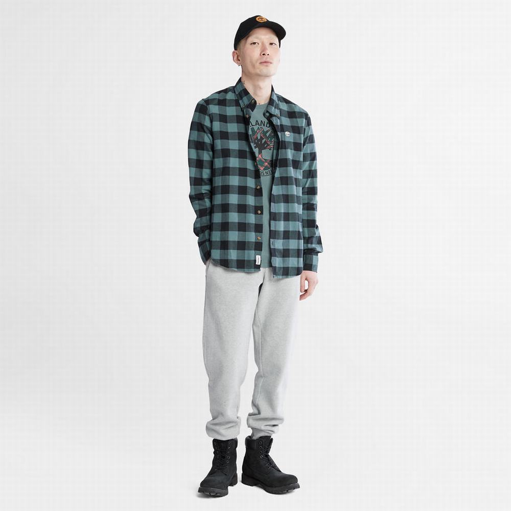 Timberland Mascoma River Slim-Fit Check Gömlek Erkek Yeşil | TR-9613E