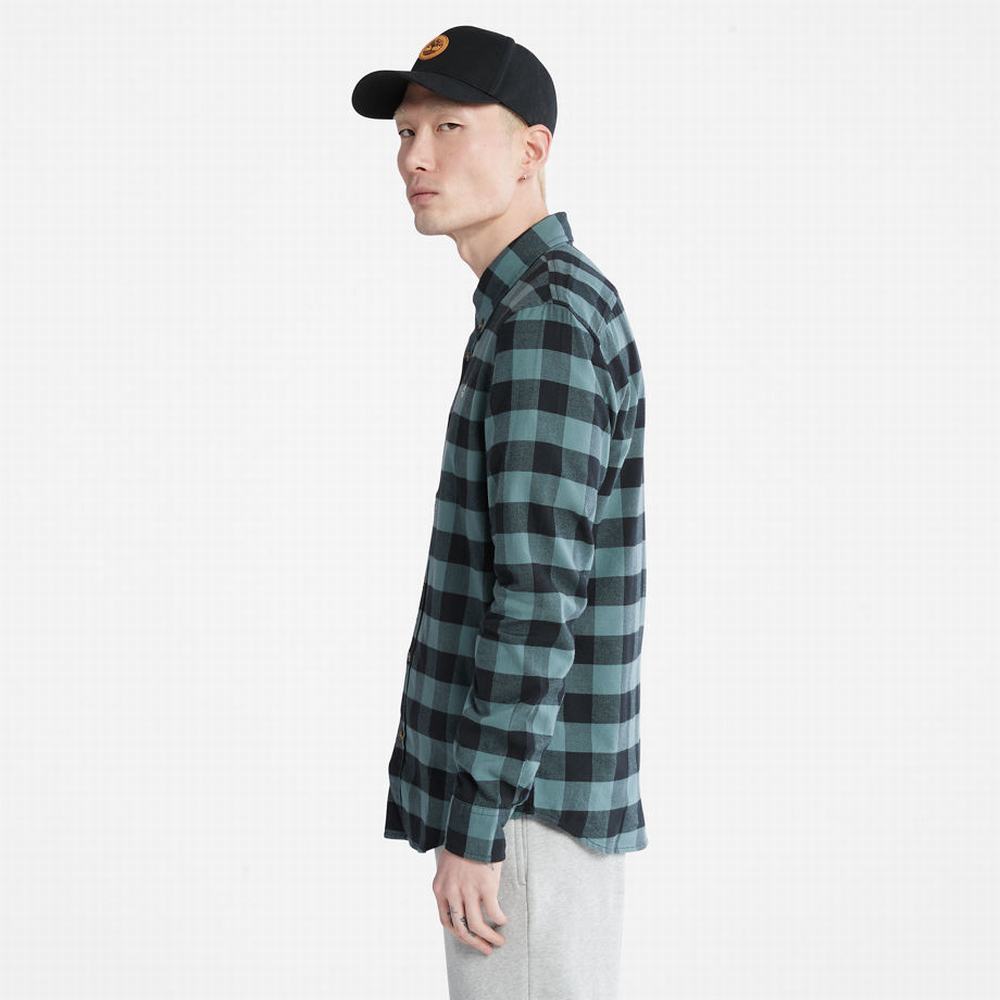 Timberland Mascoma River Slim-Fit Check Gömlek Erkek Yeşil | TR-9613E