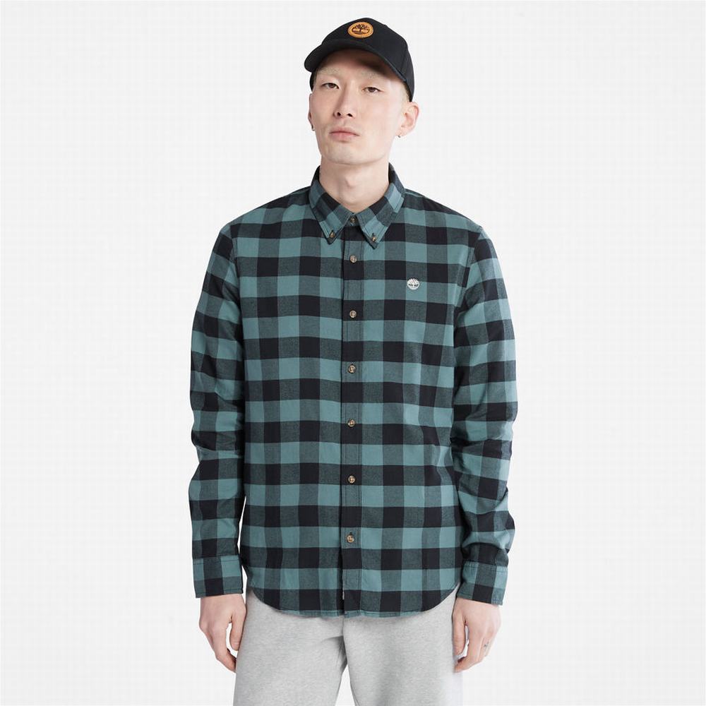 Timberland Mascoma River Slim-Fit Check Gömlek Erkek Yeşil | TR-9613E