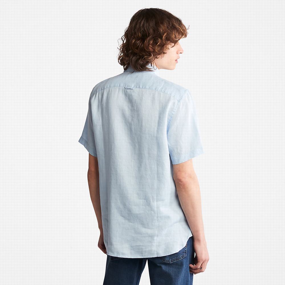 Timberland Mill River Kısa-Sleeve Gömlek Erkek Açık Mavi | TR-9504Z