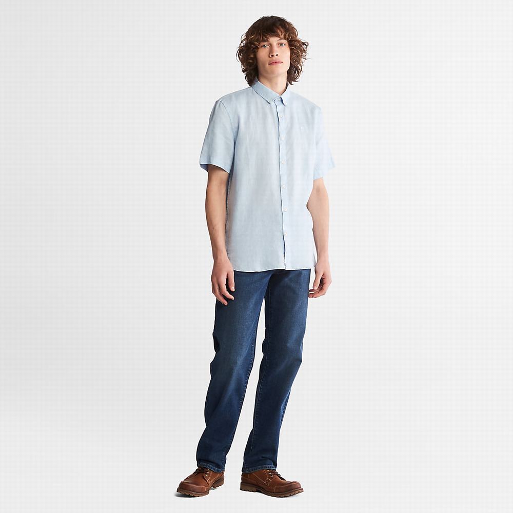 Timberland Mill River Kısa-Sleeve Gömlek Erkek Açık Mavi | TR-9504Z