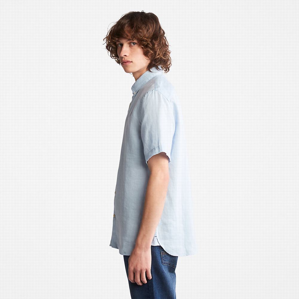 Timberland Mill River Kısa-Sleeve Gömlek Erkek Açık Mavi | TR-9504Z