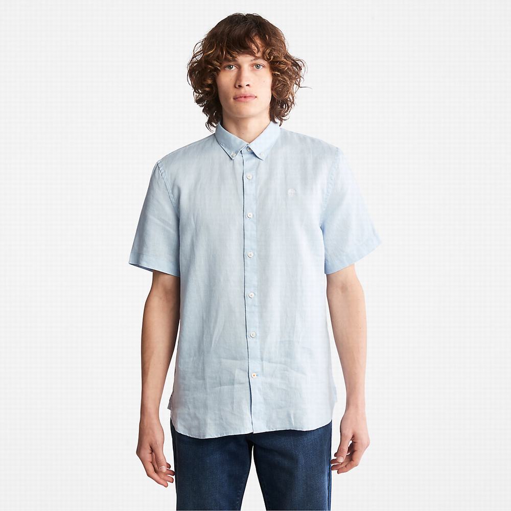 Timberland Mill River Kısa-Sleeve Gömlek Erkek Açık Mavi | TR-9504Z