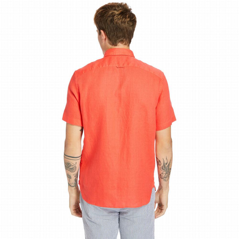 Timberland Mill River Kısa-Sleeve Linen Gömlek Erkek Kırmızı | TR-4268L