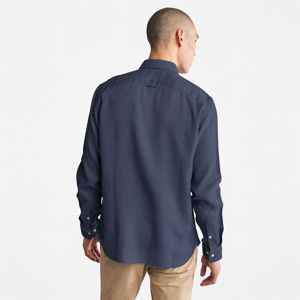 Timberland Mill River LS Linen Gömlek Erkek Lacivert | TR-0873K