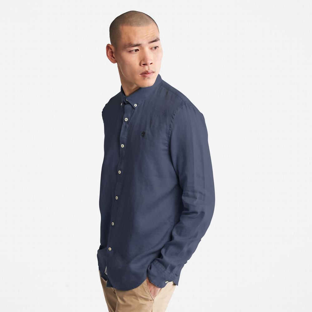 Timberland Mill River LS Linen Gömlek Erkek Lacivert | TR-0873K