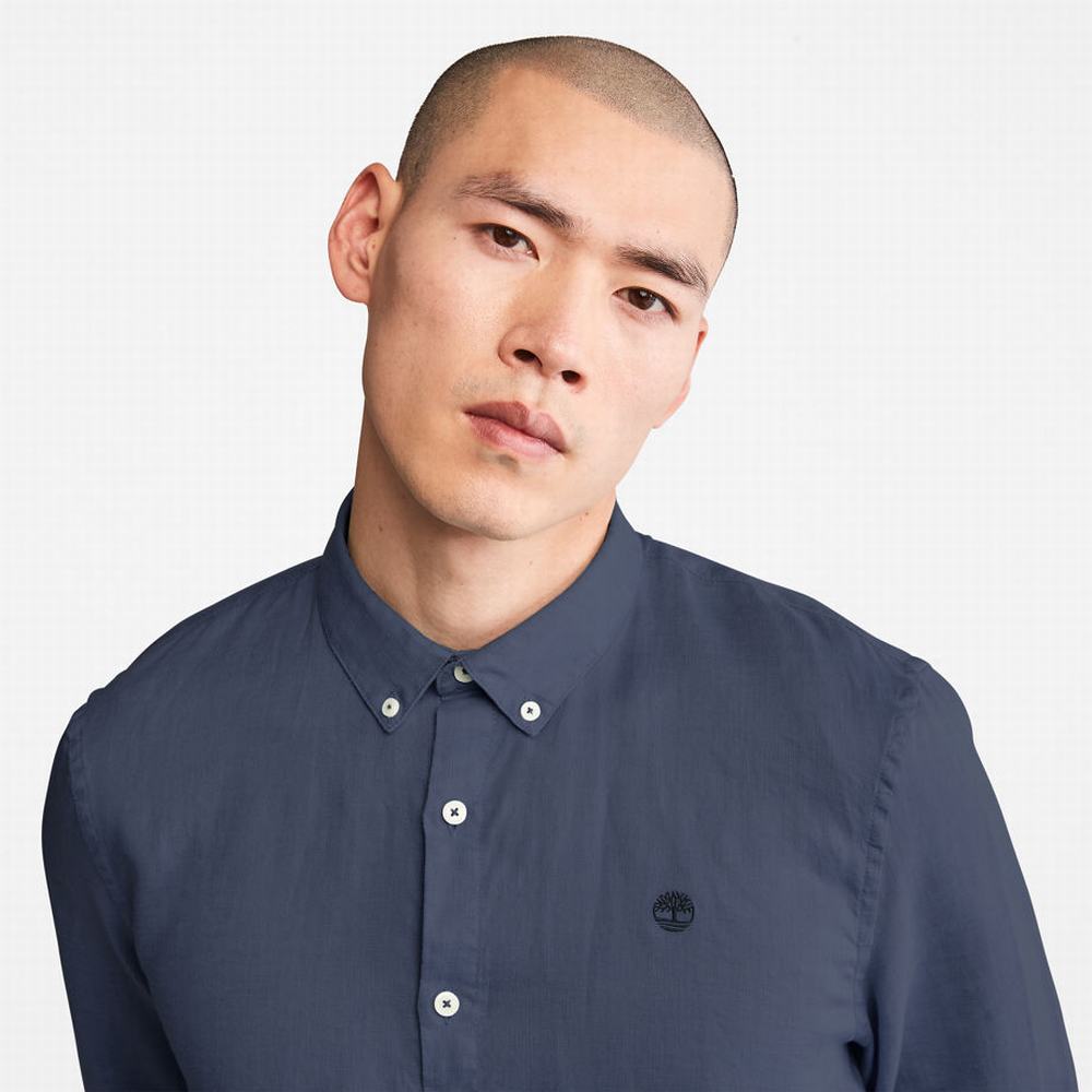 Timberland Mill River LS Linen Gömlek Erkek Lacivert | TR-0873K