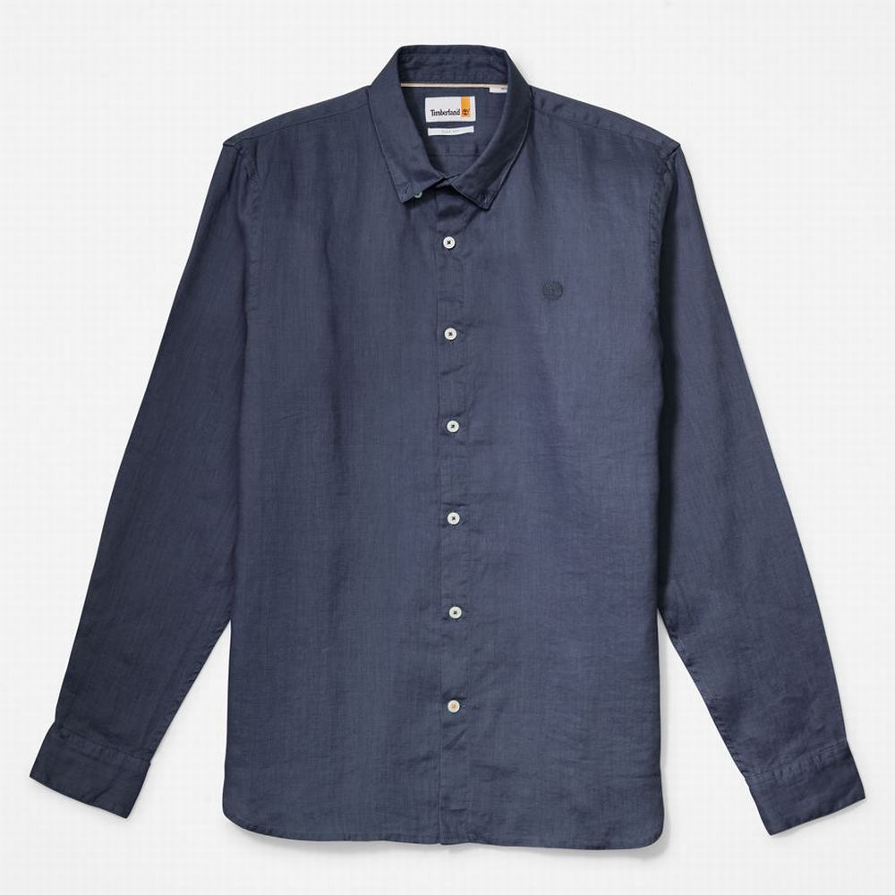 Timberland Mill River LS Linen Gömlek Erkek Lacivert | TR-0873K