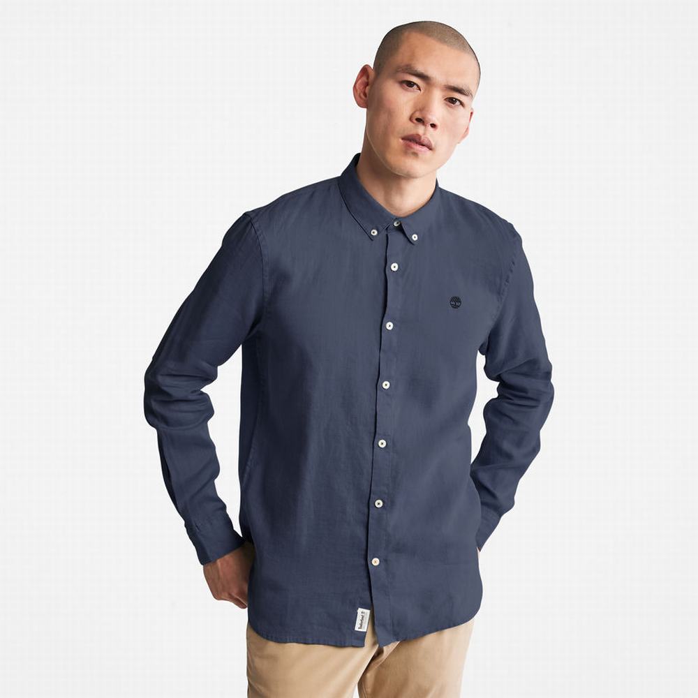 Timberland Mill River LS Linen Gömlek Erkek Lacivert | TR-0873K