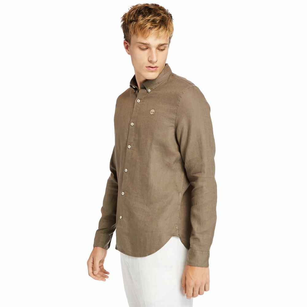Timberland Mill River LS Linen Gömlek Erkek Kahverengi | TR-3726D