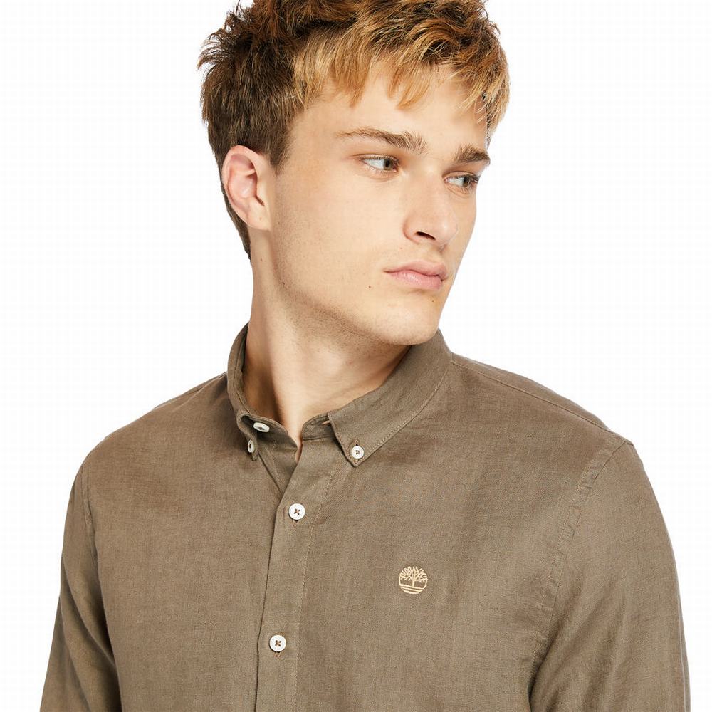 Timberland Mill River LS Linen Gömlek Erkek Kahverengi | TR-3726D