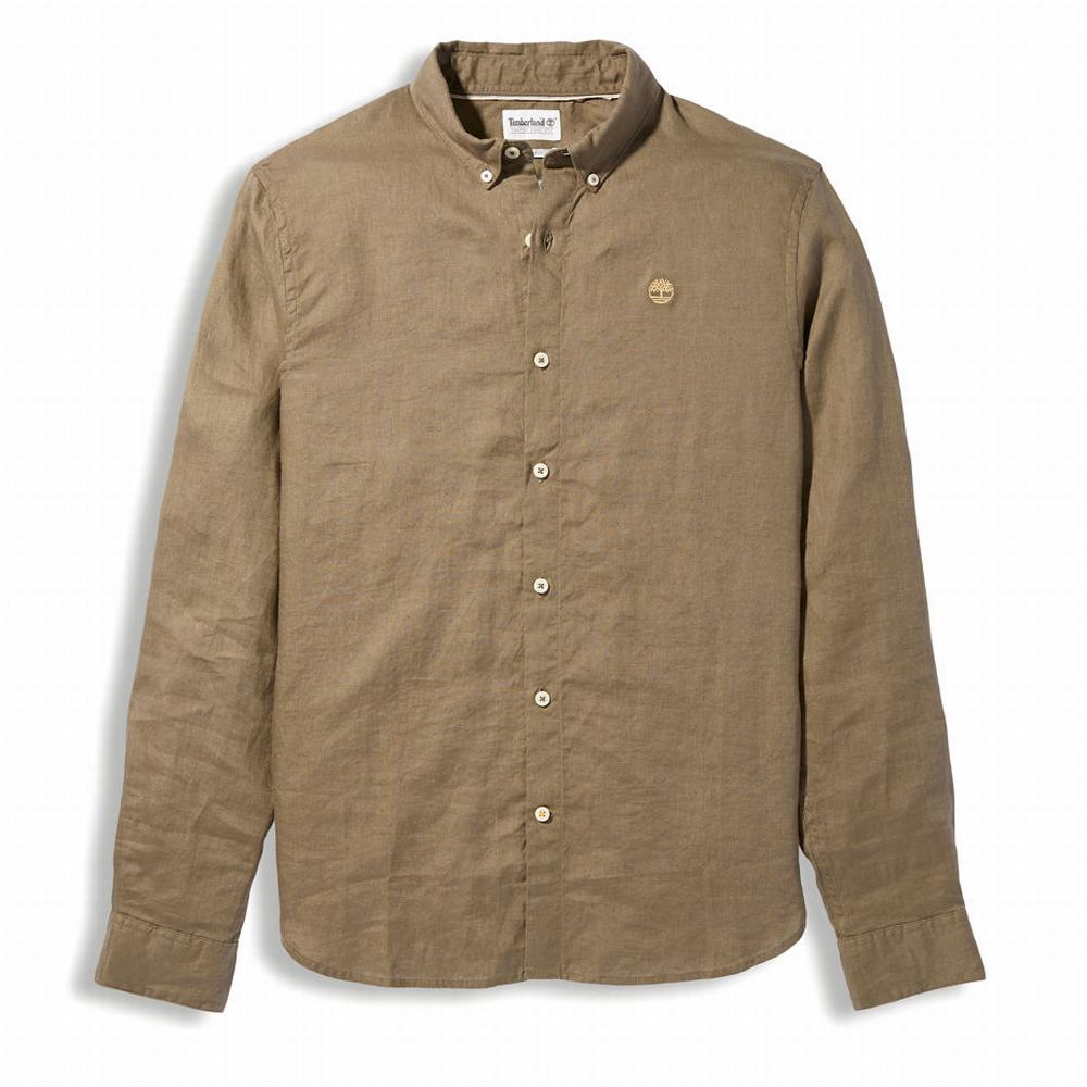 Timberland Mill River LS Linen Gömlek Erkek Kahverengi | TR-3726D