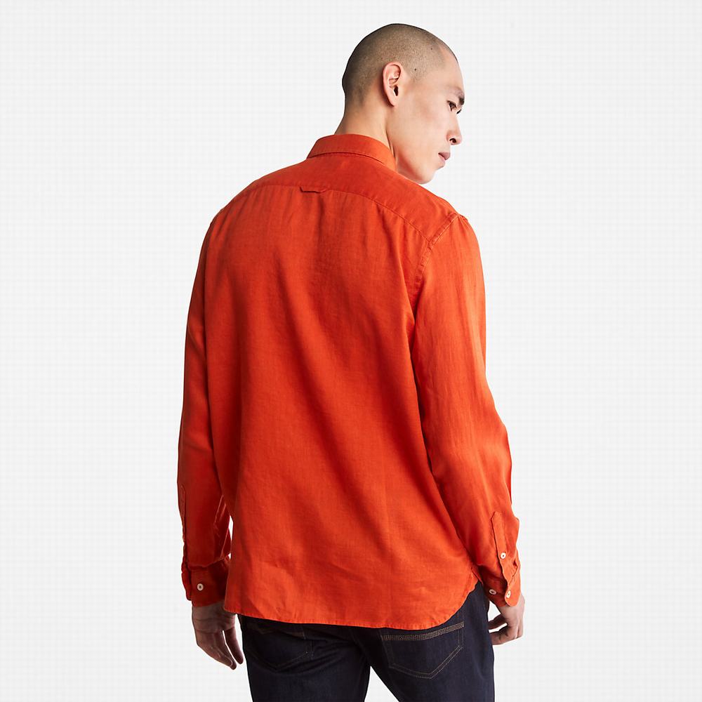 Timberland Mill River Slim-Fit Linen Gömlek Erkek Turuncu | TR-6327P