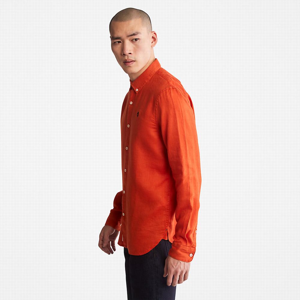 Timberland Mill River Slim-Fit Linen Gömlek Erkek Turuncu | TR-6327P