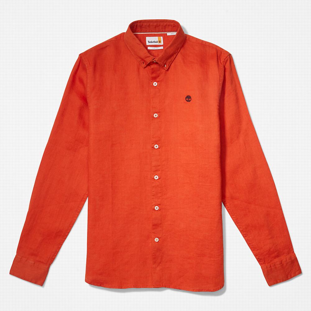 Timberland Mill River Slim-Fit Linen Gömlek Erkek Turuncu | TR-6327P