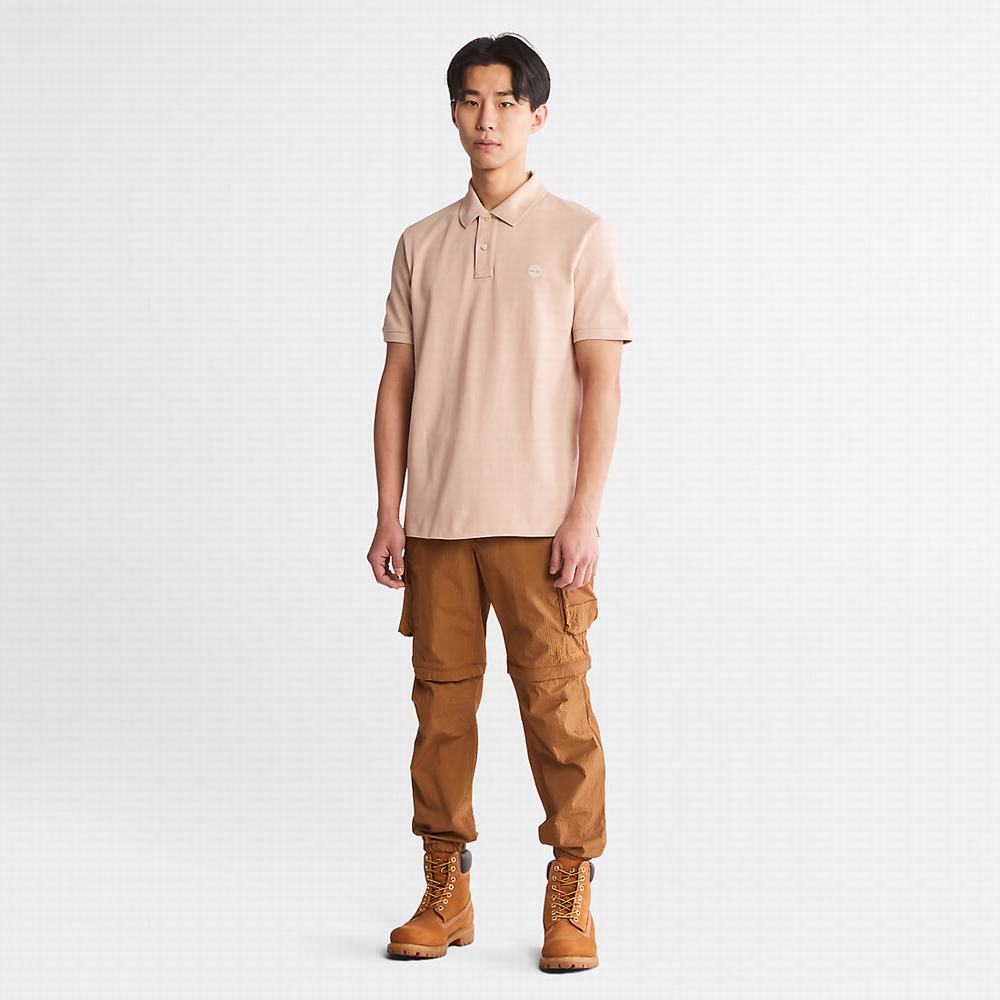 Timberland Millers River Pique Polo Gömlek Erkek Açık Pembe | TR-0763Z