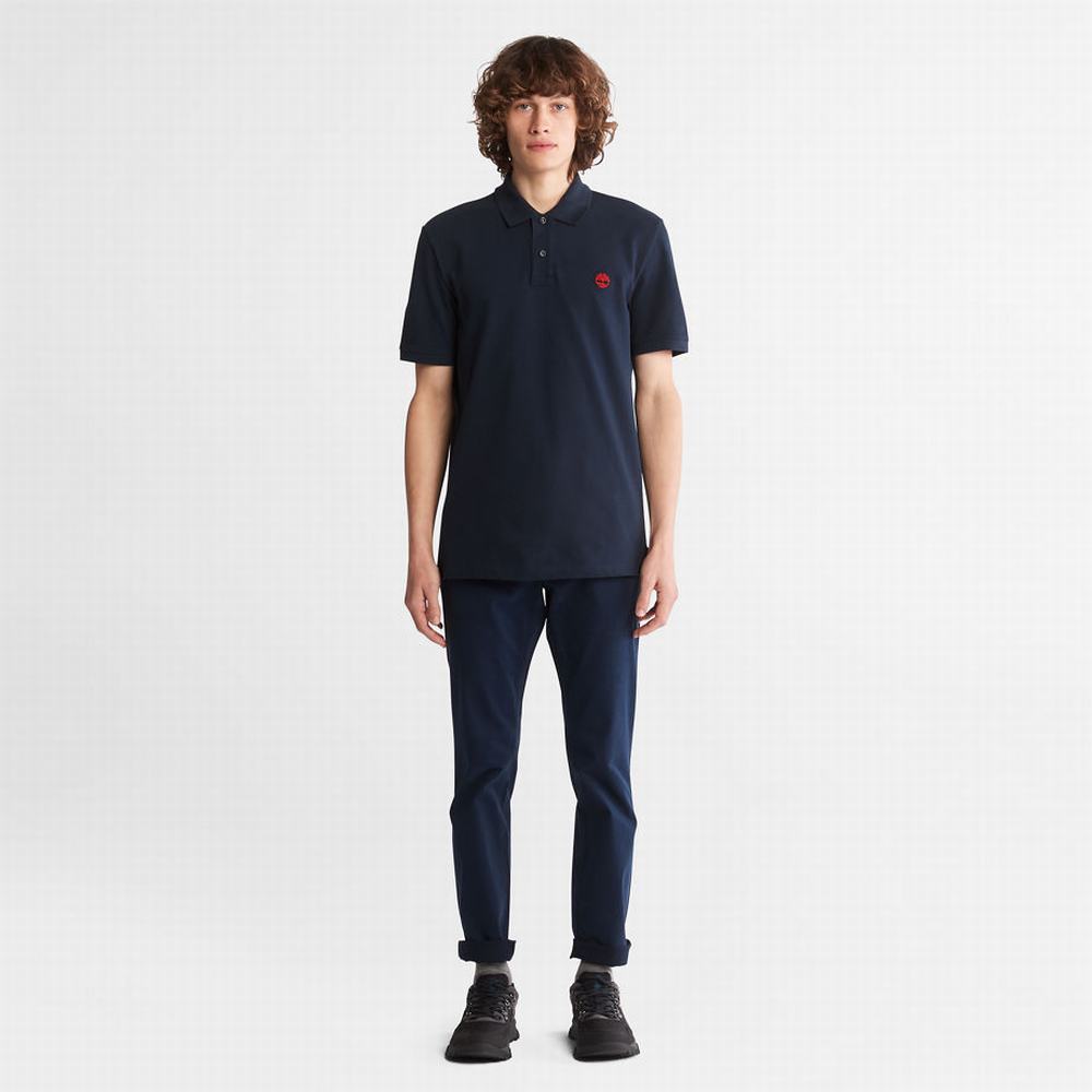 Timberland Millers River Pique Polo Gömlek Erkek Lacivert | TR-5087Z