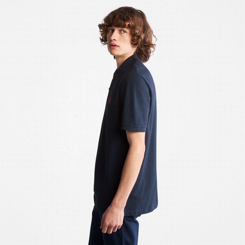 Timberland Millers River Pique Polo Gömlek Erkek Lacivert | TR-5087Z