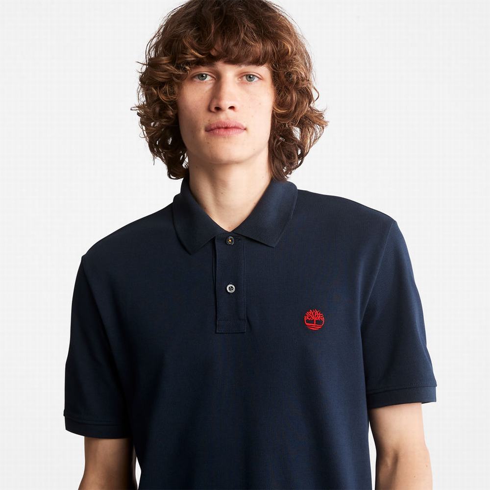 Timberland Millers River Pique Polo Gömlek Erkek Lacivert | TR-5087Z
