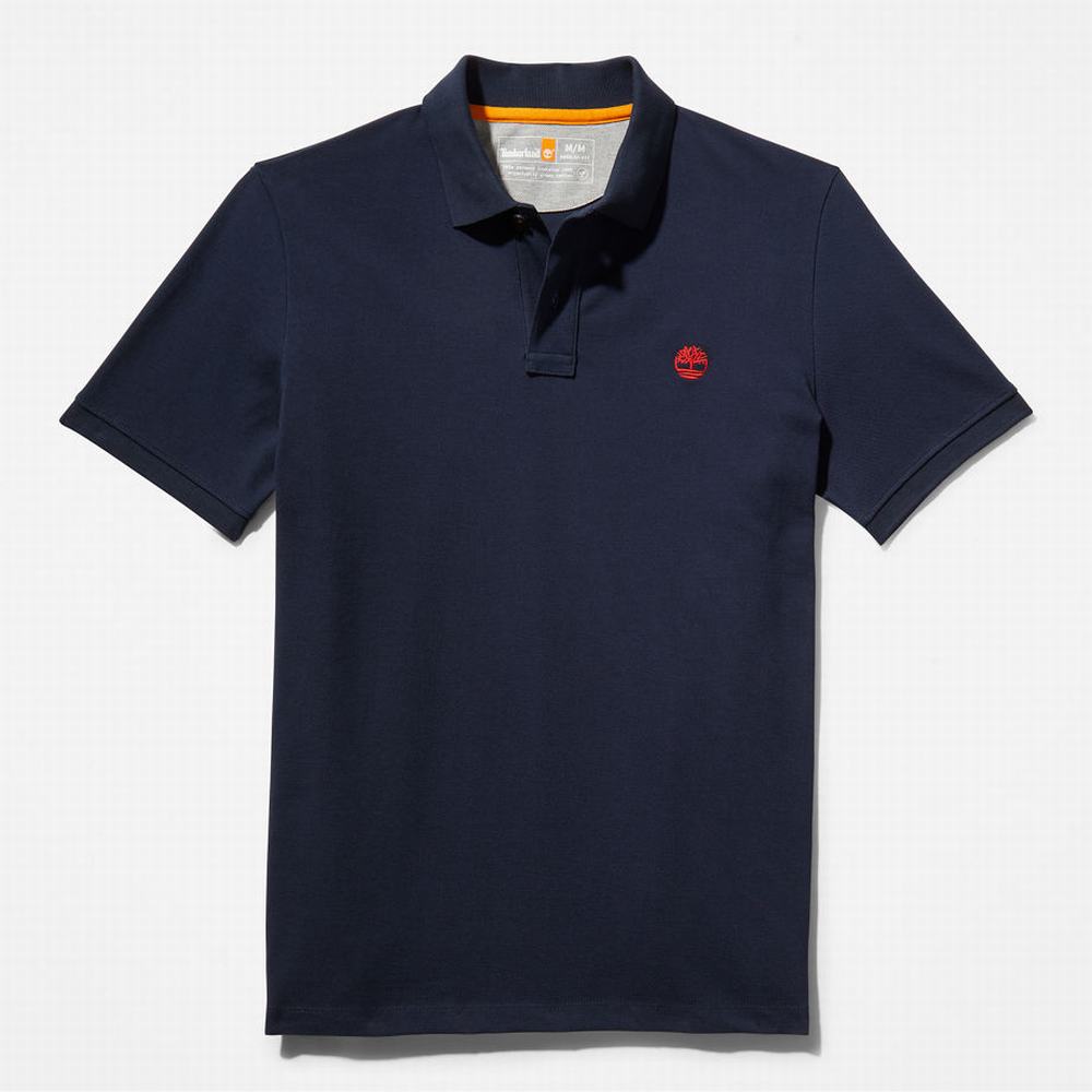 Timberland Millers River Pique Polo Gömlek Erkek Lacivert | TR-5087Z