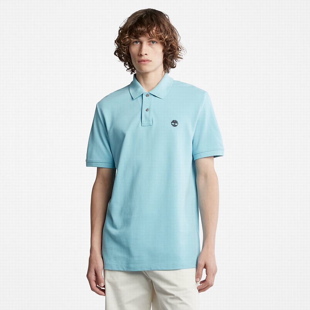 Timberland Millers River Pique Polo Gömlek Erkek Açık Mavi | TR-7842J