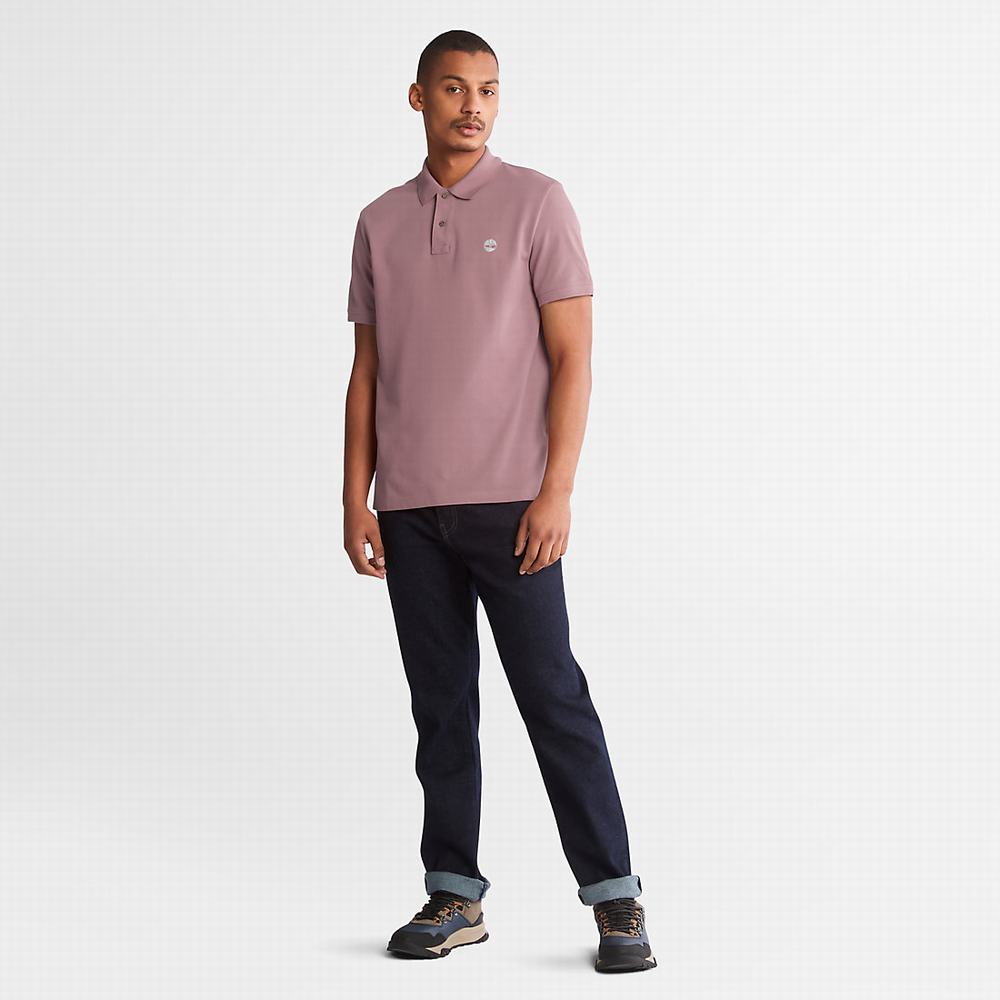 Timberland Millers River Pique Polo Gömlek Erkek Mor | TR-8425D