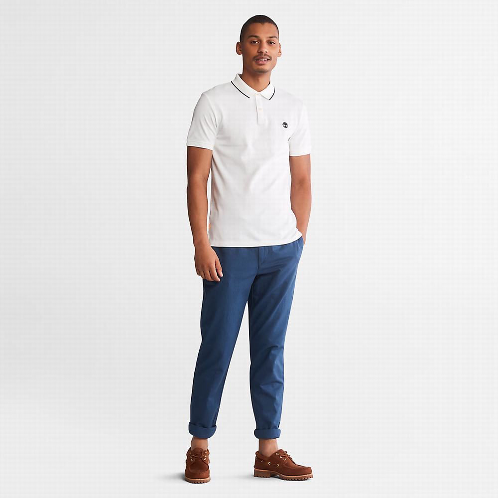 Timberland Millers River Print-Collar Polo Gömlek Erkek Beyaz | TR-1582J