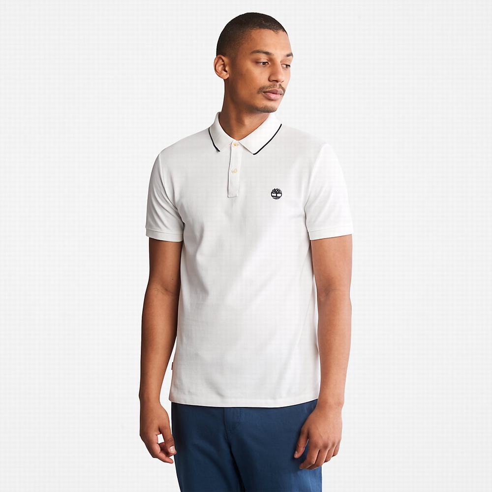 Timberland Millers River Print-Collar Polo Gömlek Erkek Beyaz | TR-1582J