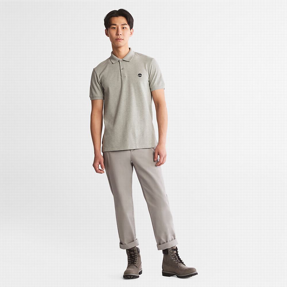 Timberland Millers River Print-Collar Polo Gömlek Erkek Gri | TR-2571K