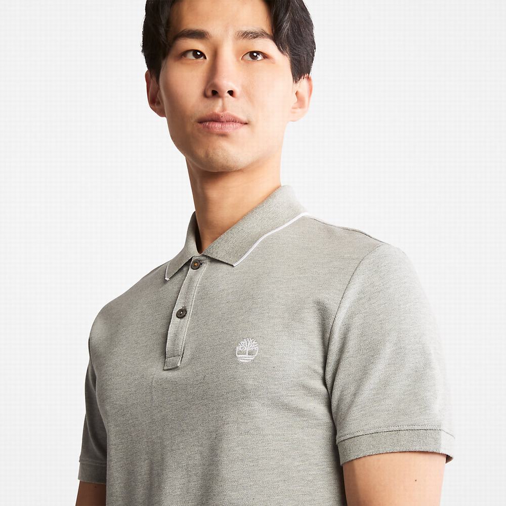 Timberland Millers River Print-Collar Polo Gömlek Erkek Gri | TR-2571K