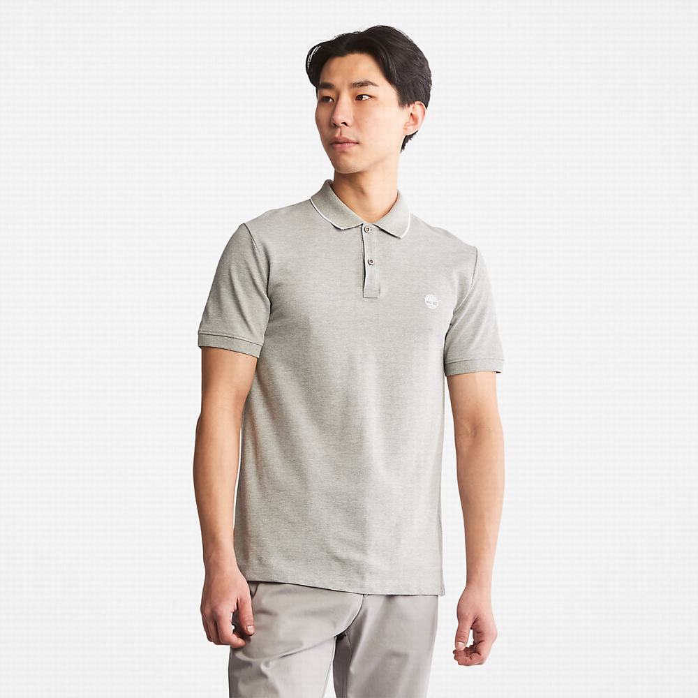 Timberland Millers River Print-Collar Polo Gömlek Erkek Gri | TR-2571K