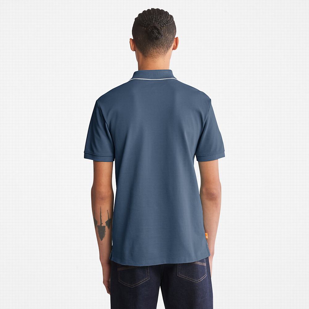 Timberland Millers River Print-Collar Polo Gömlek Erkek Koyu Mavi | TR-3491H