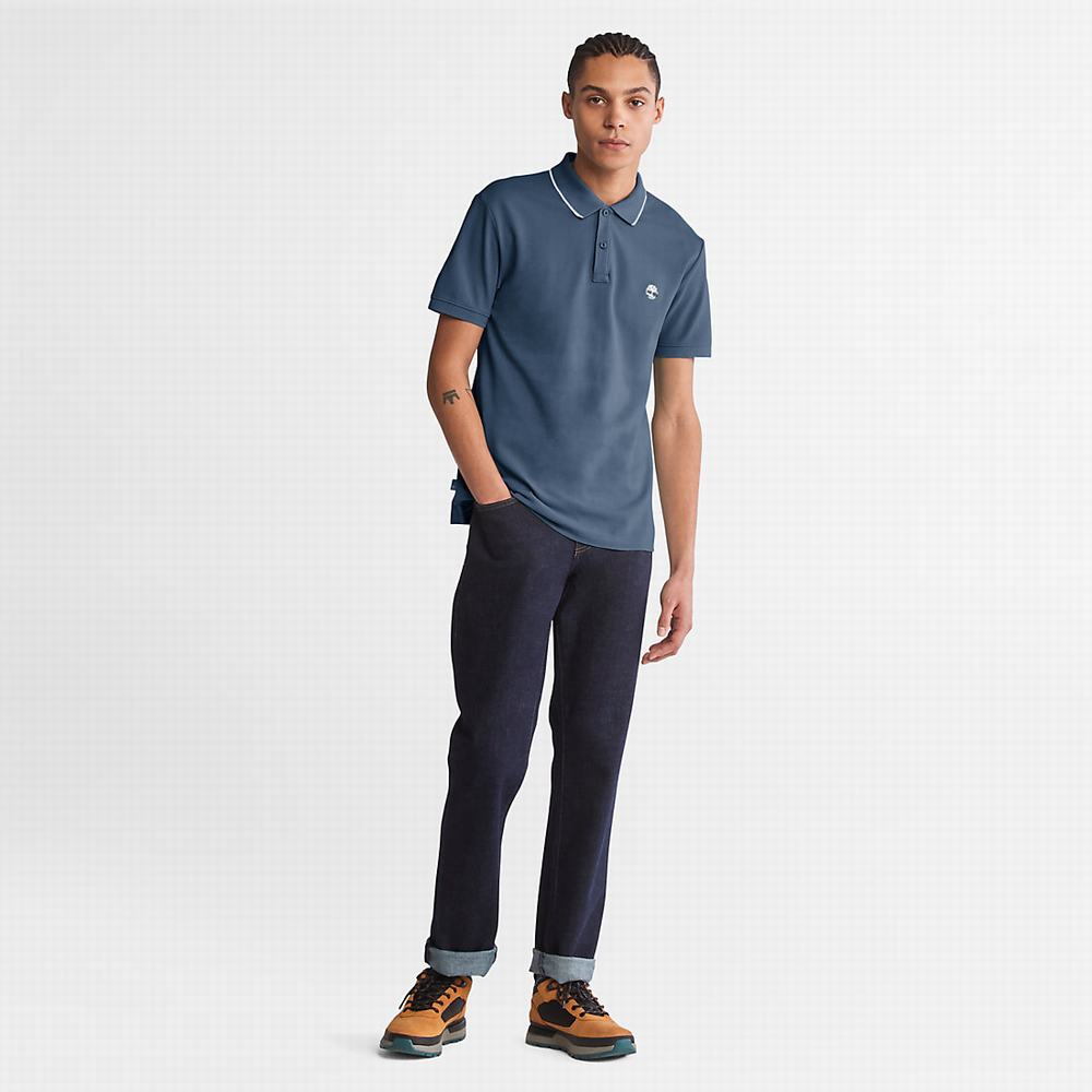 Timberland Millers River Print-Collar Polo Gömlek Erkek Koyu Mavi | TR-3491H