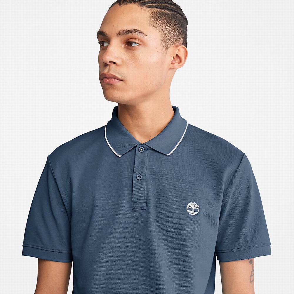Timberland Millers River Print-Collar Polo Gömlek Erkek Koyu Mavi | TR-3491H