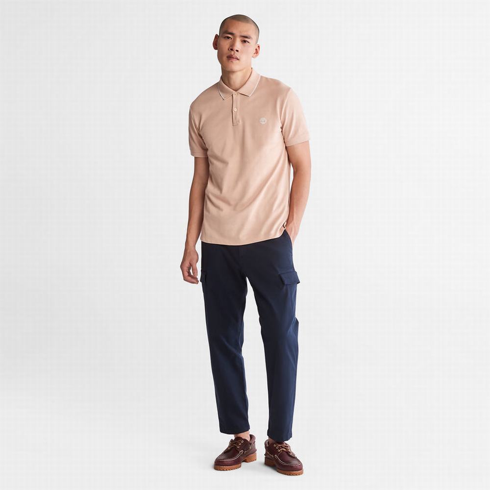 Timberland Millers River Print-Collar Polo Gömlek Erkek Açık Pembe | TR-3621Z