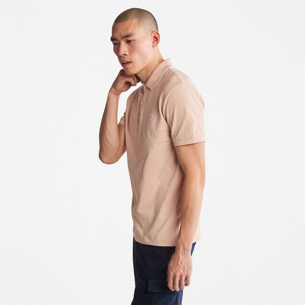 Timberland Millers River Print-Collar Polo Gömlek Erkek Açık Pembe | TR-3621Z