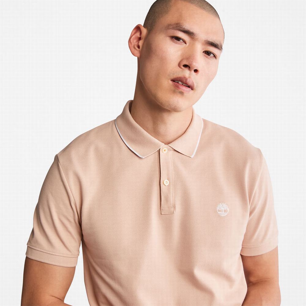 Timberland Millers River Print-Collar Polo Gömlek Erkek Açık Pembe | TR-3621Z