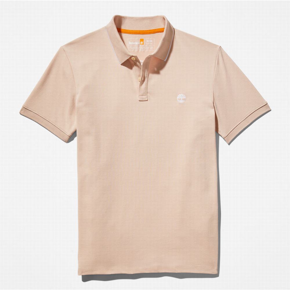 Timberland Millers River Print-Collar Polo Gömlek Erkek Açık Pembe | TR-3621Z
