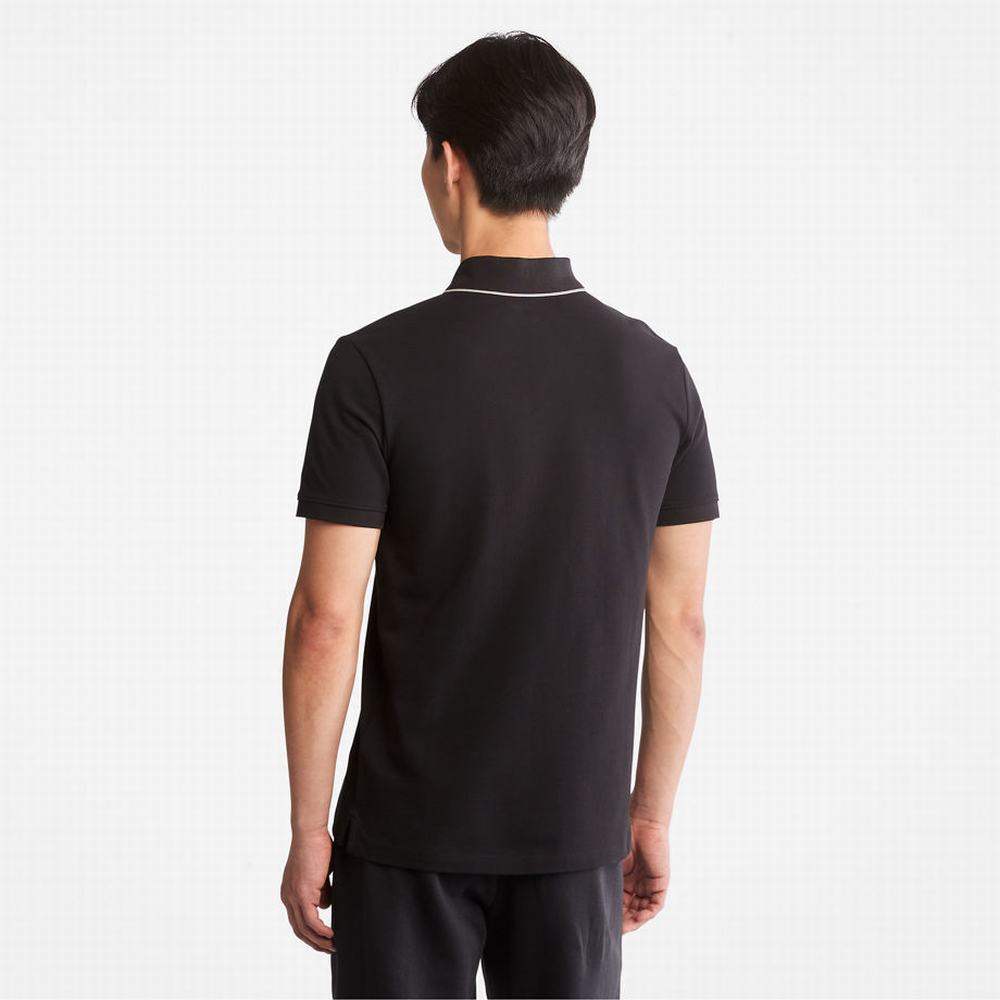 Timberland Millers River Print-Collar Polo Gömlek Erkek Siyah | TR-3825L