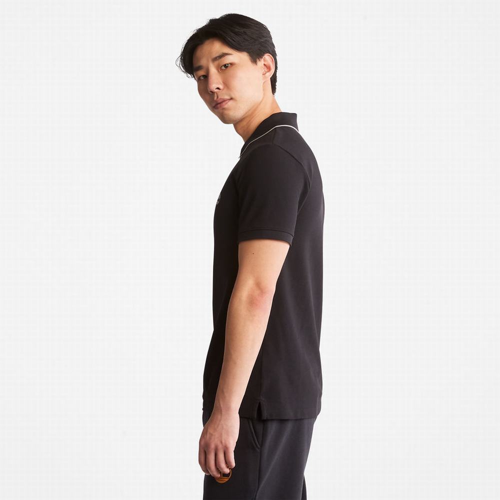 Timberland Millers River Print-Collar Polo Gömlek Erkek Siyah | TR-3825L