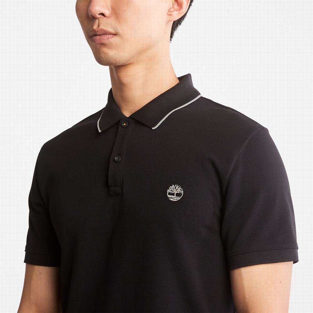 Timberland Millers River Print-Collar Polo Gömlek Erkek Siyah | TR-3825L