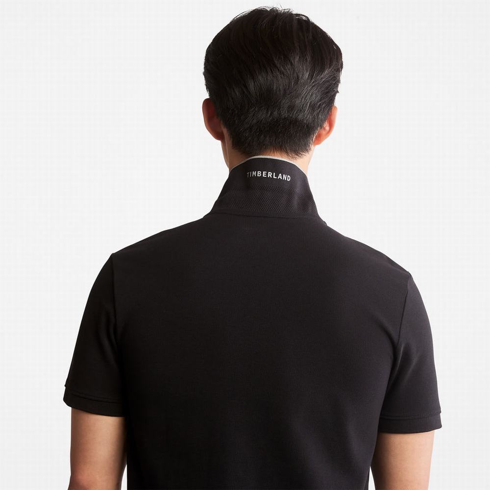 Timberland Millers River Print-Collar Polo Gömlek Erkek Siyah | TR-3825L