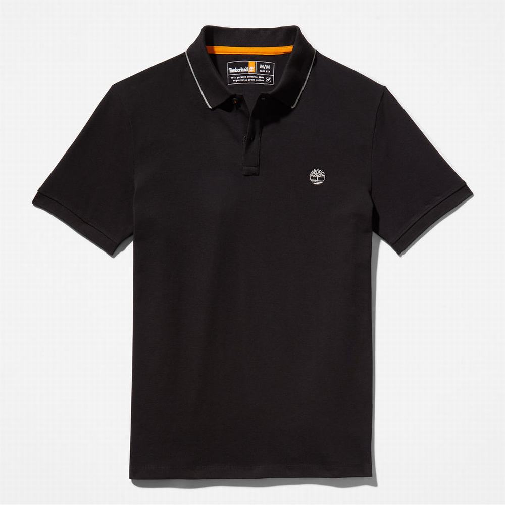 Timberland Millers River Print-Collar Polo Gömlek Erkek Siyah | TR-3825L