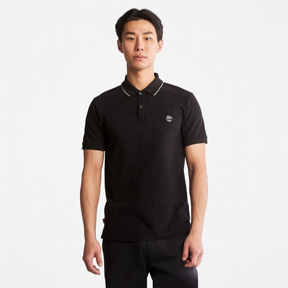 Timberland Millers River Print-Collar Polo Gömlek Erkek Siyah | TR-3825L